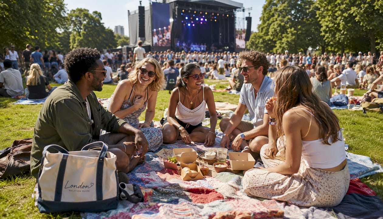 Group enjoying British Summer Time festival in Hyde Park