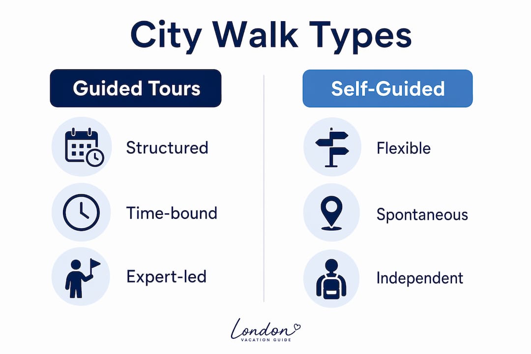 Infographic comparing guided tours and self-guided city walks