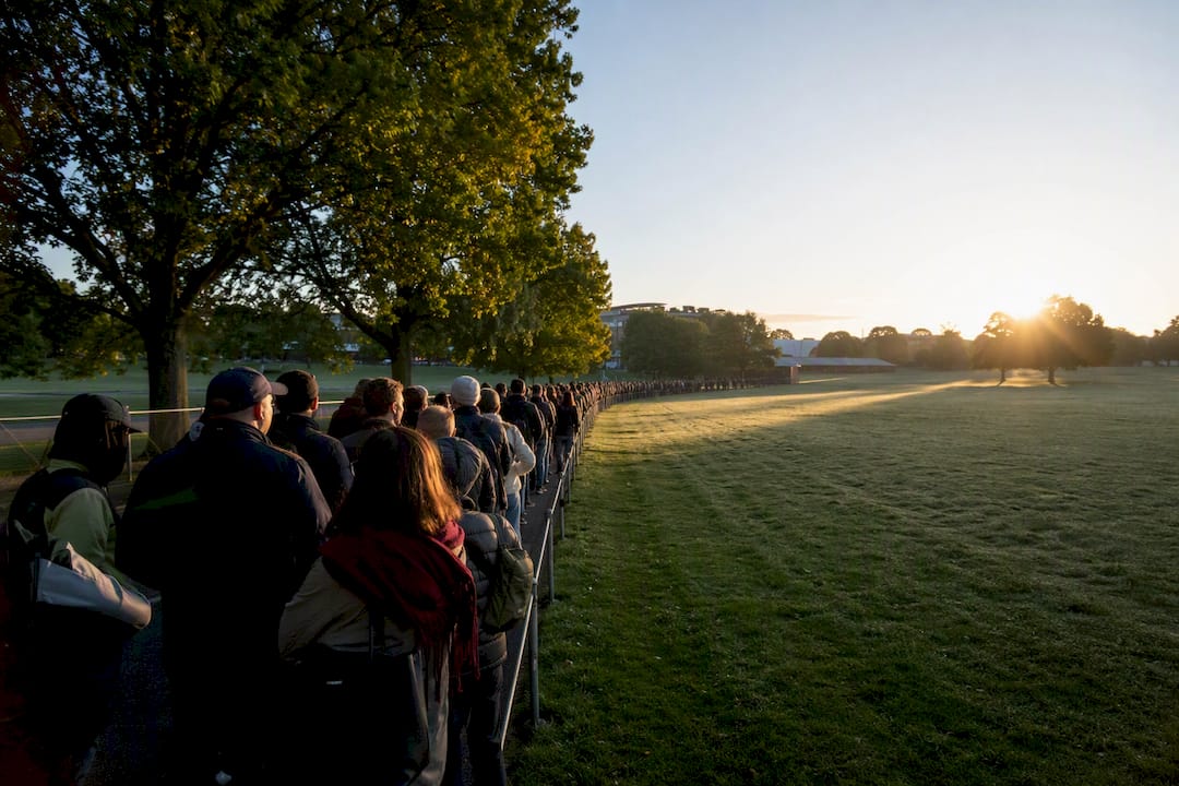 Wimbledon spectators queueing before sunrise